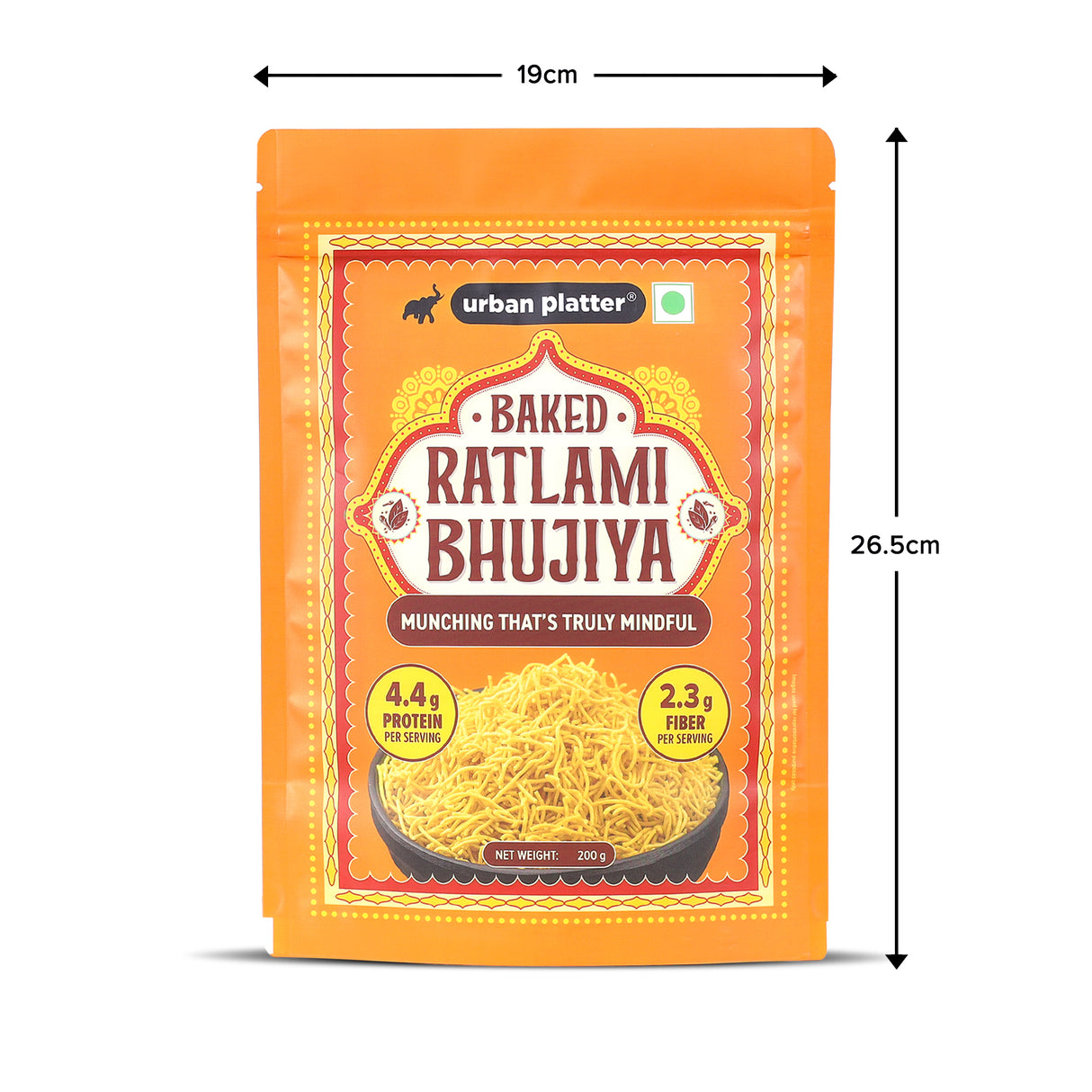 Urban Platter Ratlami Baked Bhujiya, 200g (Better-For-You Snack with 4.4g Protein & 2.3g Fiber per Serve; Baked Not Fried)