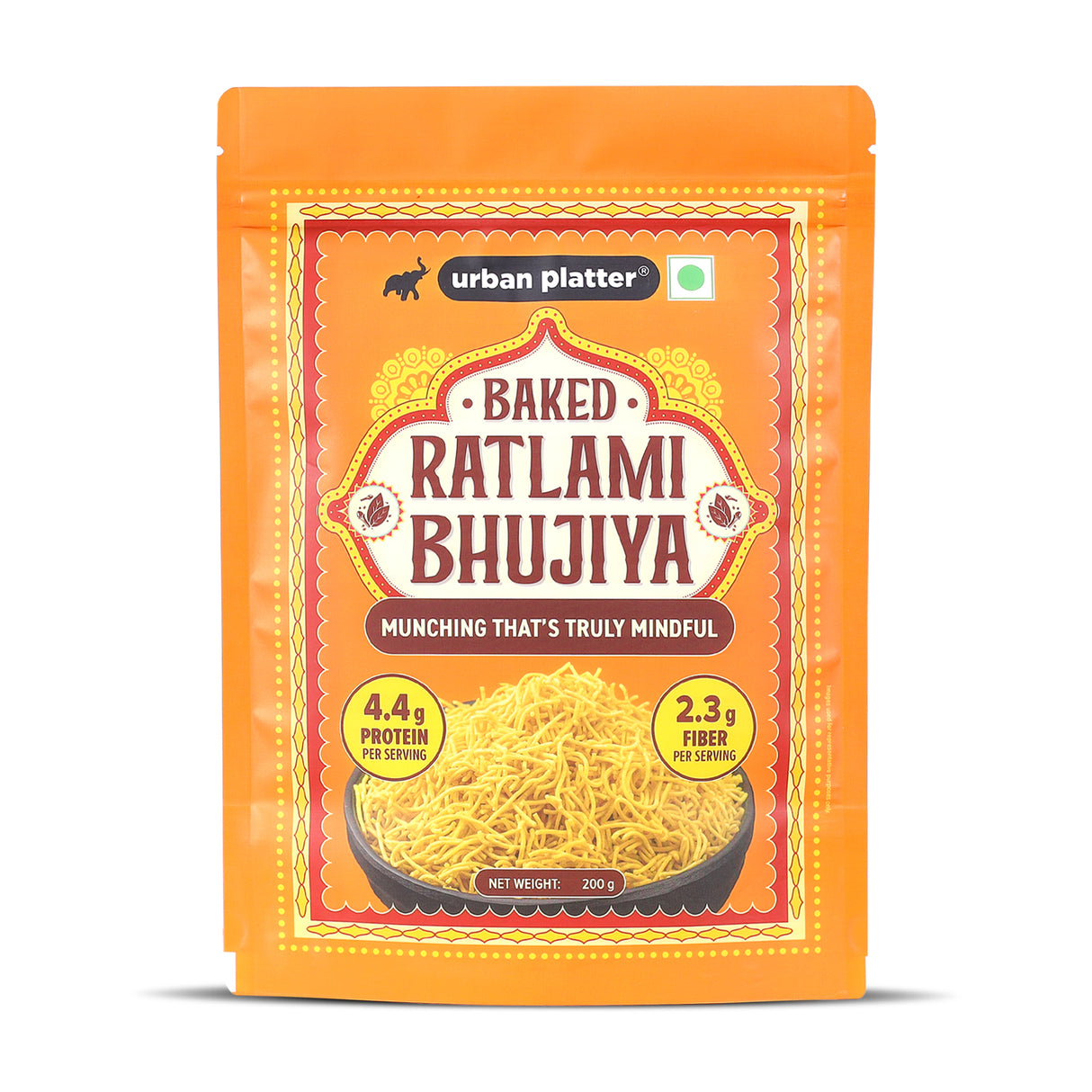 Urban Platter Ratlami Baked Bhujiya, 200g (Better-For-You Snack with 4.4g Protein & 2.3g Fiber per Serve; Baked Not Fried)
