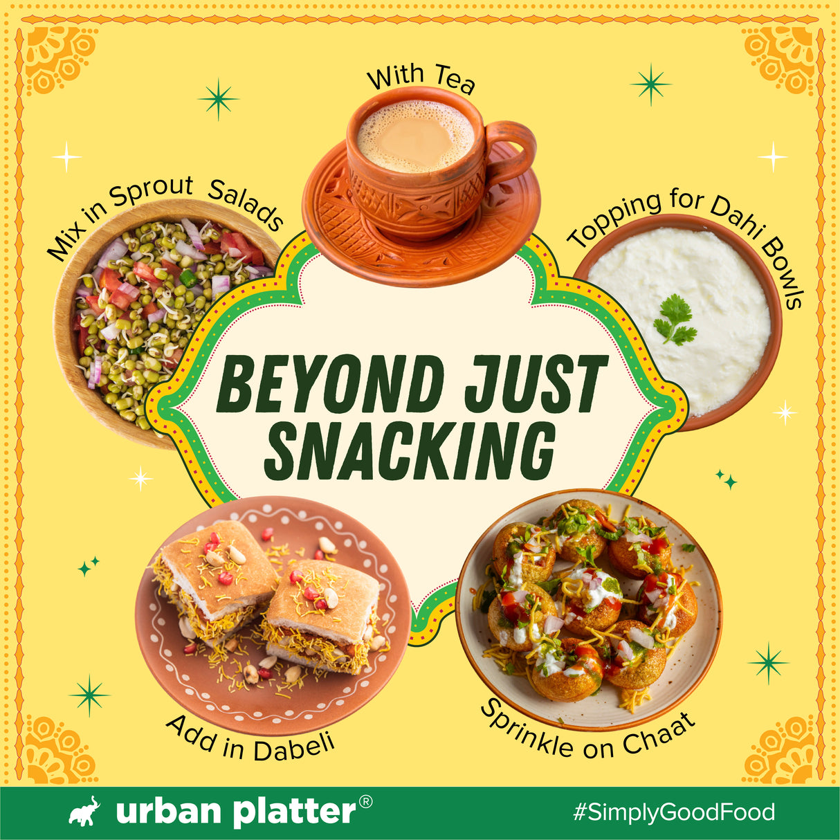 Urban Platter Pudina Baked Bhujiya, 200g (Better-For-You Snack with 4.4g Protein & 2.3g Fibre per Serve; Baked Not Fried)