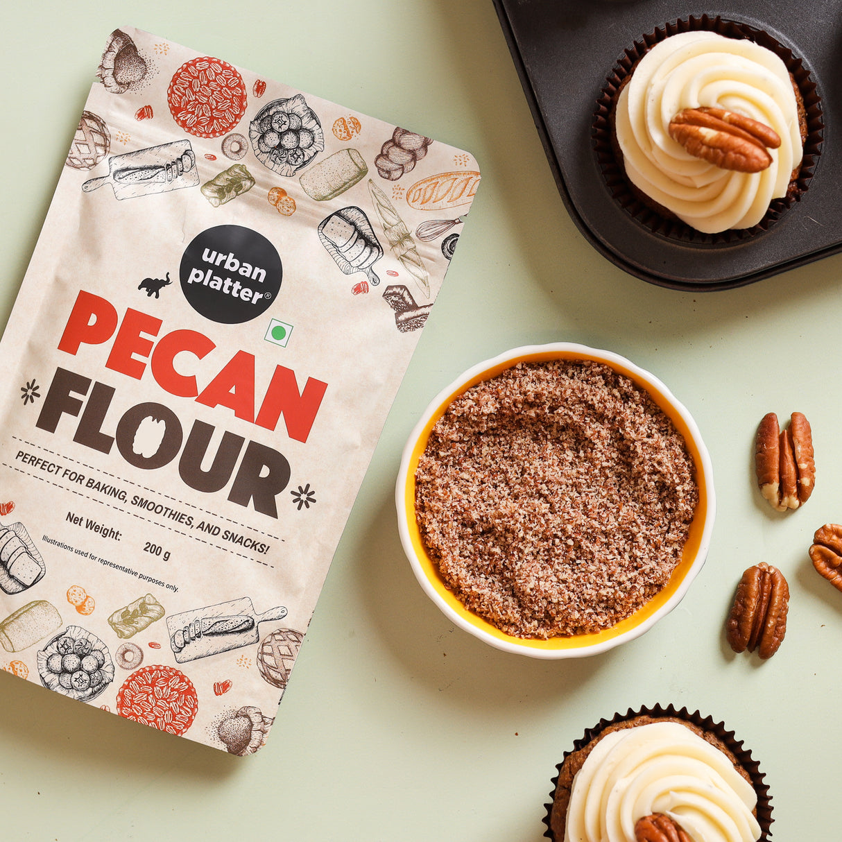Urban Platter Pecan Flour, 200g (Imported from the USA | Ideal for Baking & Desserts)