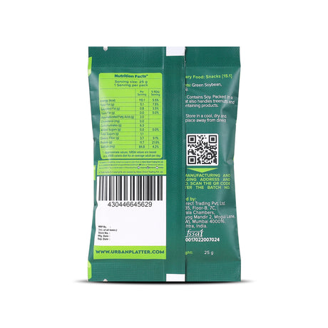 Urban Platter Roasted Salted Edamame, 25g (46% Protein, 17% Fiber, Lightly Salted Young Green Soybeans, Highest Plant Protein Supersnack)