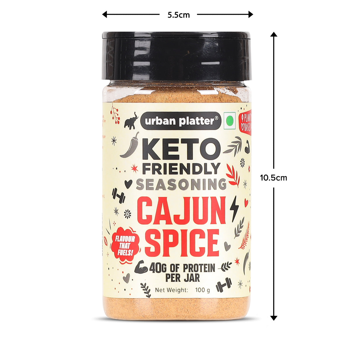 Urban Platter Keto-Friendly Cajun Seasoning, 100g (High-Protein, Crafted with Nutritional Yeast & Yeast Protein, Bold Louisiana-Style Spice Blend)