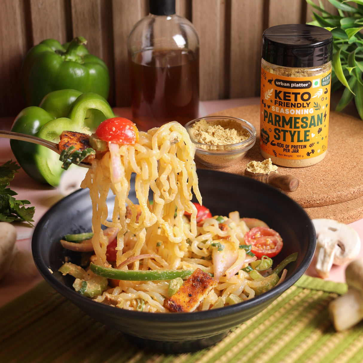 Urban Platter Keto-Friendly Parmesan Seasoning, 100g (High-Protein, Umami-Rich Cheesy Sprinkle for Pasta, Makhanas & Salads)