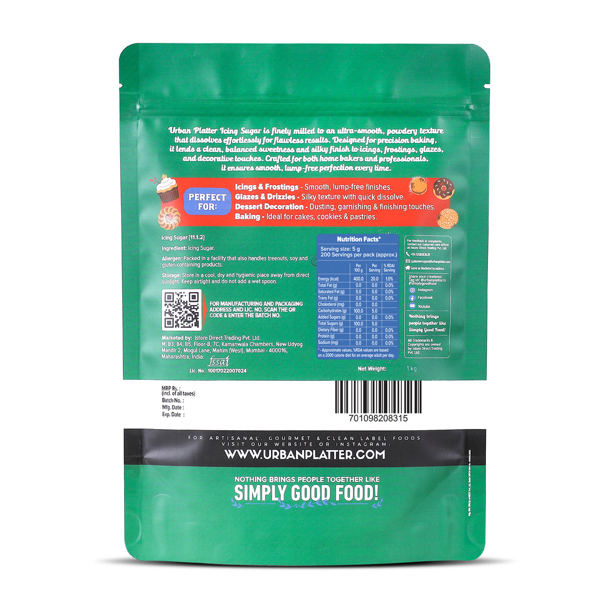 Urban Platter Icing Sugar, 1Kg