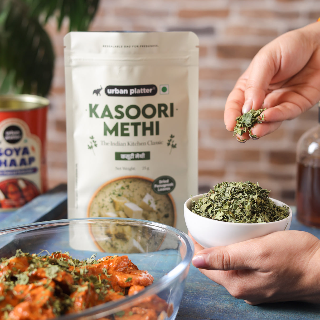 Urban Platter Kasoori Methi, 25g (Dried Fenugreek Leaves, Authentic Indian Herb, Finishing Spice for Curries & Dals)