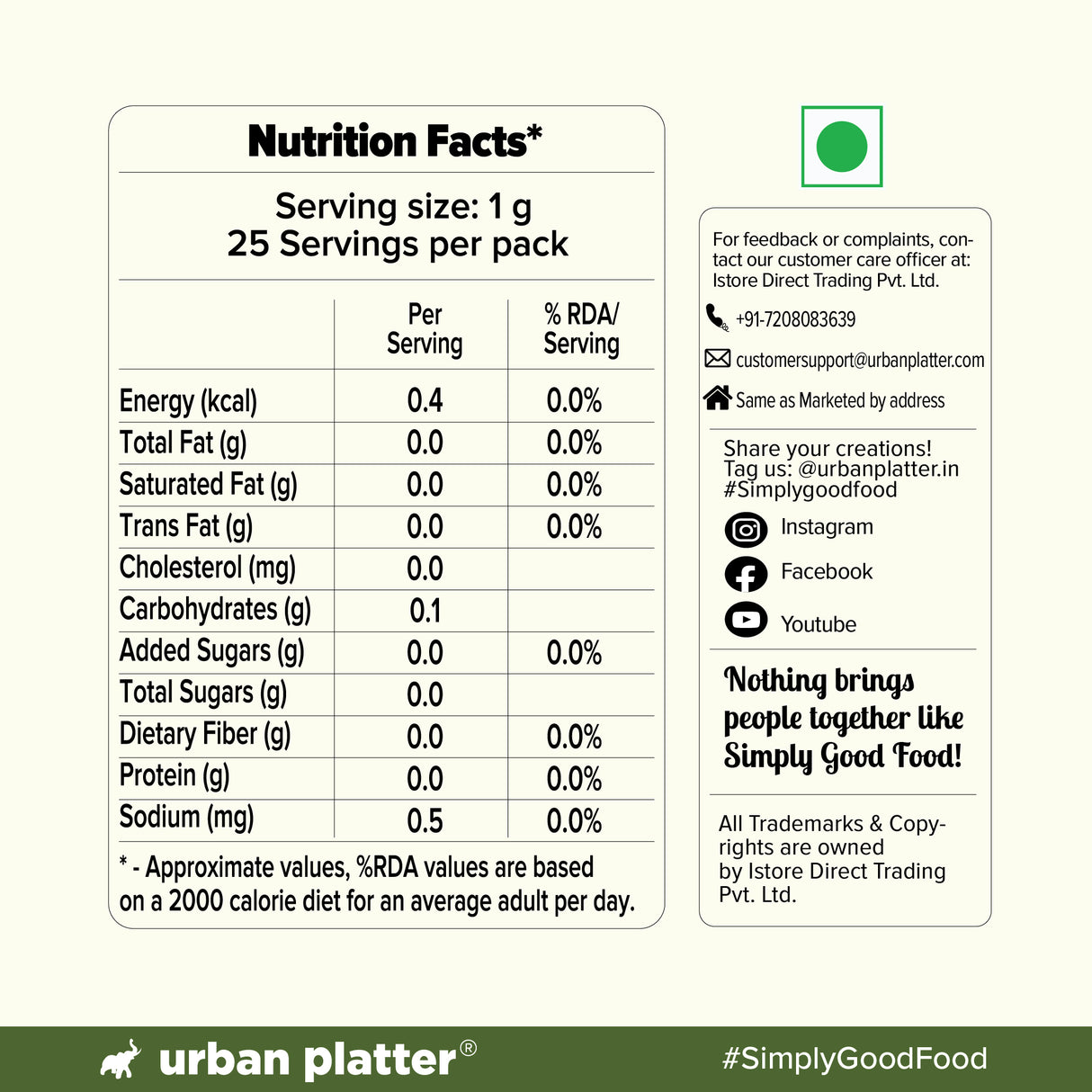 Urban Platter Kasoori Methi, 25g (Dried Fenugreek Leaves, Authentic Indian Herb, Finishing Spice for Curries & Dals)