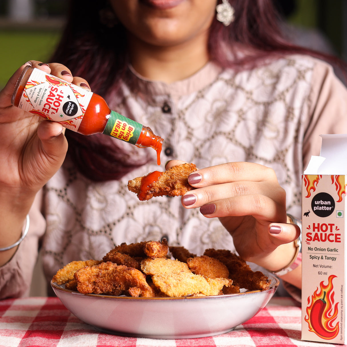 Urban Platter Hot Sauce, 60ml (Tangy & Balanced Chilli Heat, Made with Indian Chillies, No Onion, No Garlic, No Preservatives) - product image 5