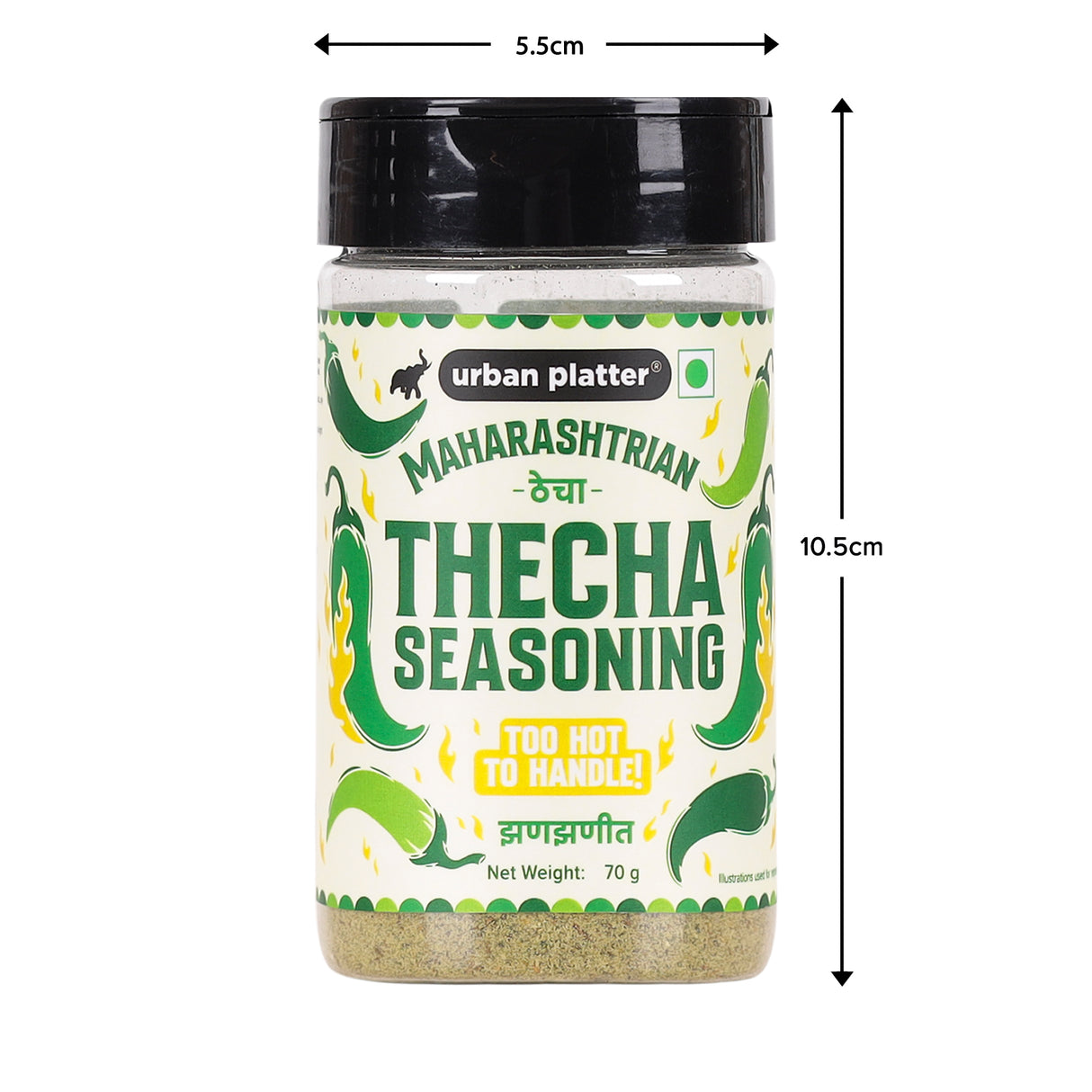 Urban Platter Thecha Seasoning, 70g (Authentic Maharashtrian Condiment, Bold Chilli, Garlic & Peanut Blend, Perfect for Fries, Pasta & Rice)
