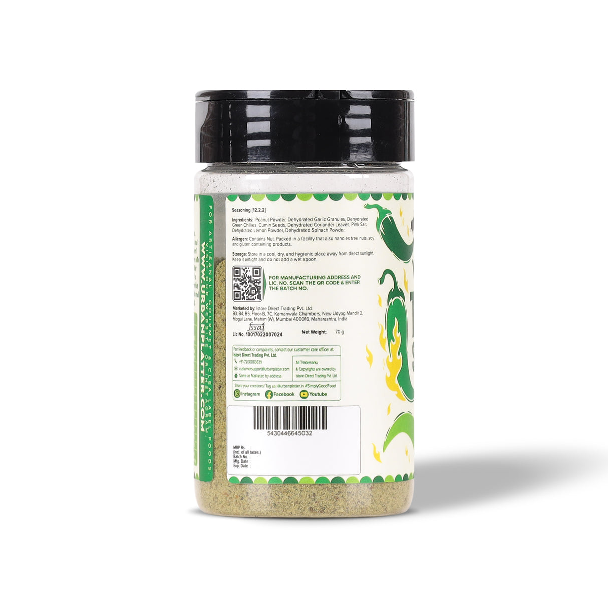 Urban Platter Thecha Seasoning, 70g (Authentic Maharashtrian Condiment, Bold Chilli, Garlic & Peanut Blend, Perfect for Fries, Pasta & Rice)