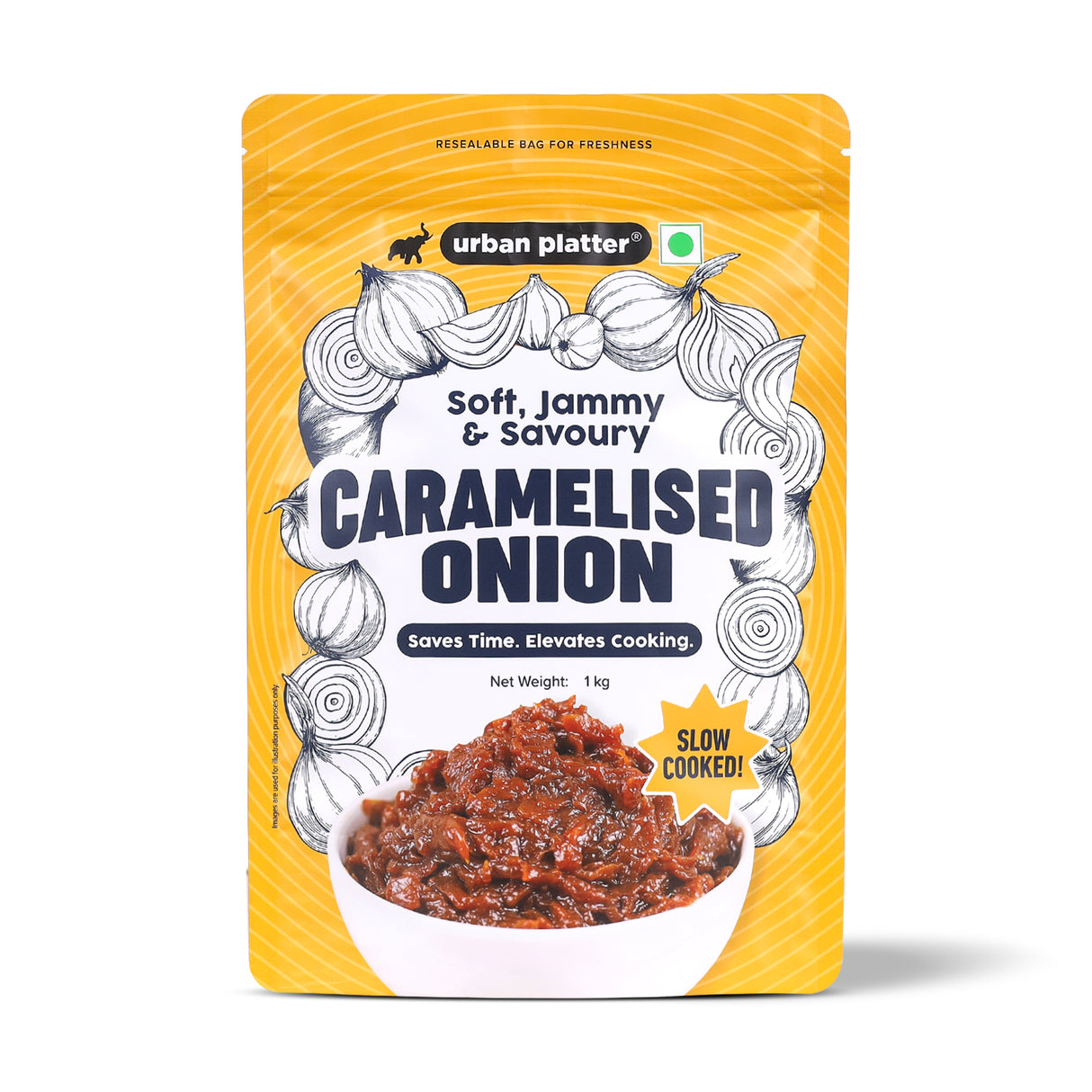 Urban Platter Caramelized Onion, 1kg (Sweet-Savoury Onion Base for Pasta, Sandwiches, Gravies & Gourmet Cooking, Soft, Jammy & Slow Cooked, Perfect for Meal Preps, Value Pack)