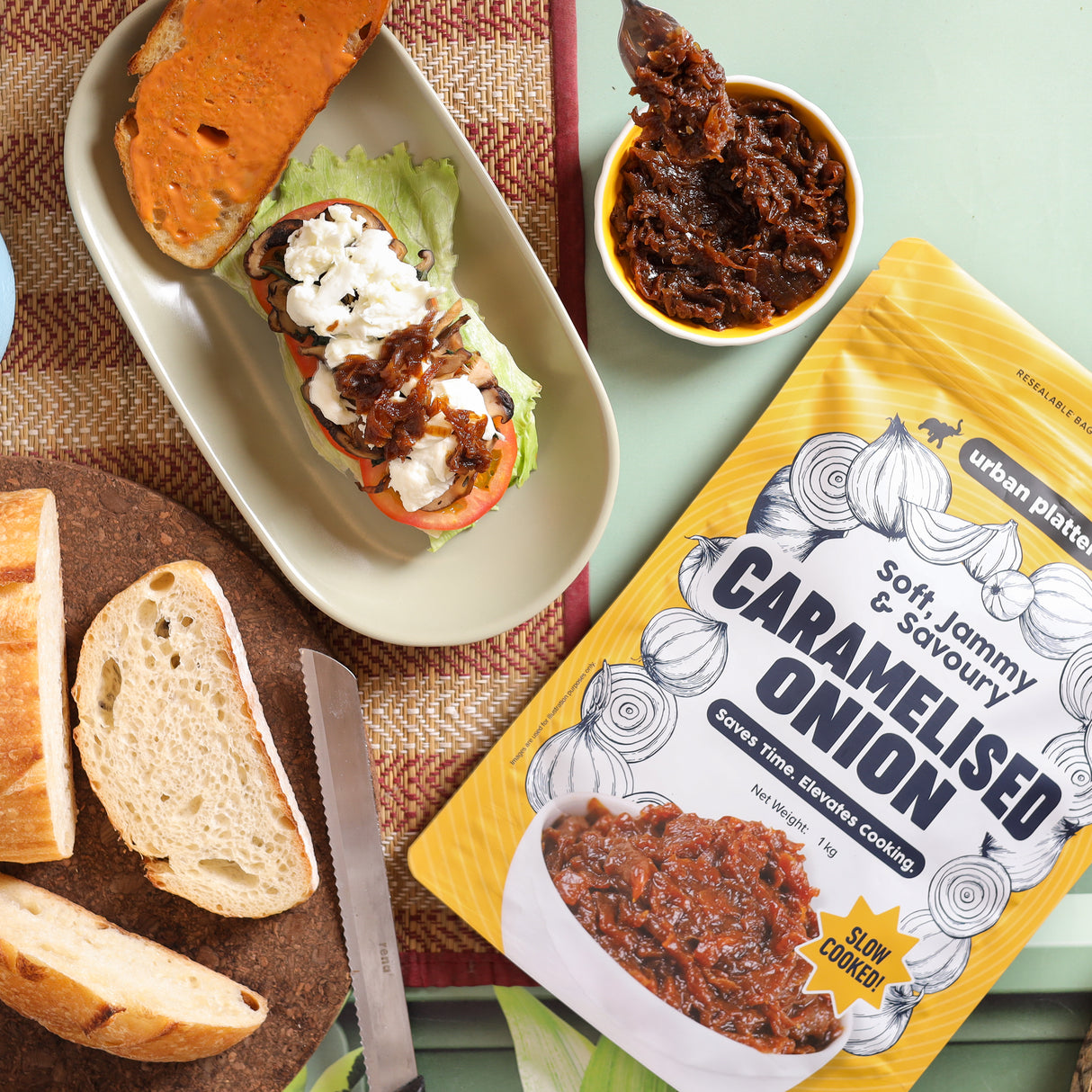 Urban Platter Caramelized Onion, 1kg (Sweet-Savoury Onion Base for Pasta, Sandwiches, Gravies & Gourmet Cooking, Soft, Jammy & Slow Cooked, Perfect for Meal Preps, Value Pack)