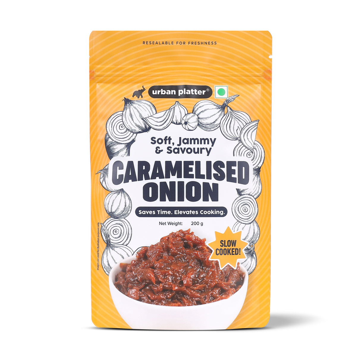 Urban Platter Caramelized Onion, 200g (Sweet-Savoury Onion Base for Pasta, Sandwiches, Gravies & Gourmet Cooking, Soft, Jammy & Slow Cooked.