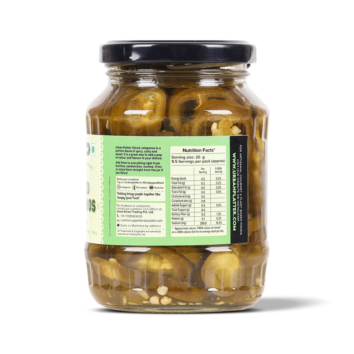 Urban Platter Sliced Jalapenos, 340g [ Tangy & Spicy, Great Topping for Pizza, Tacos, Nachos] - product image 3