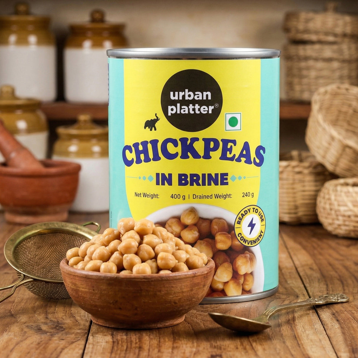 Urban Platter Ready To Use Chickpeas in Brine, 400g (Canned, Drained Weight 240g) - product image 7