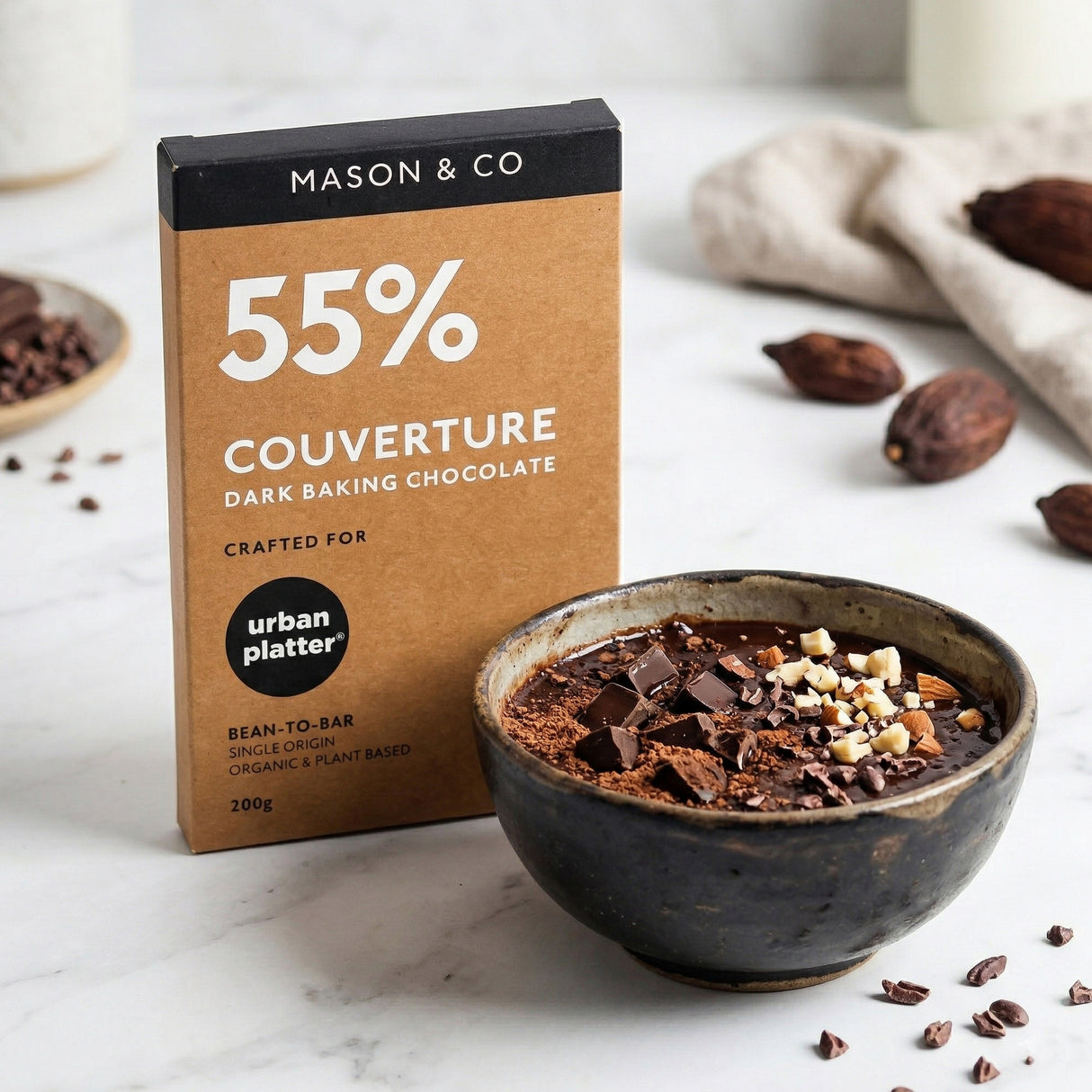 Urban Platter 55% Dark Chocolate Baking Couverture, 200g [Crafted By Mason & Co. Single Origin, Bean To Bar] - product image 3