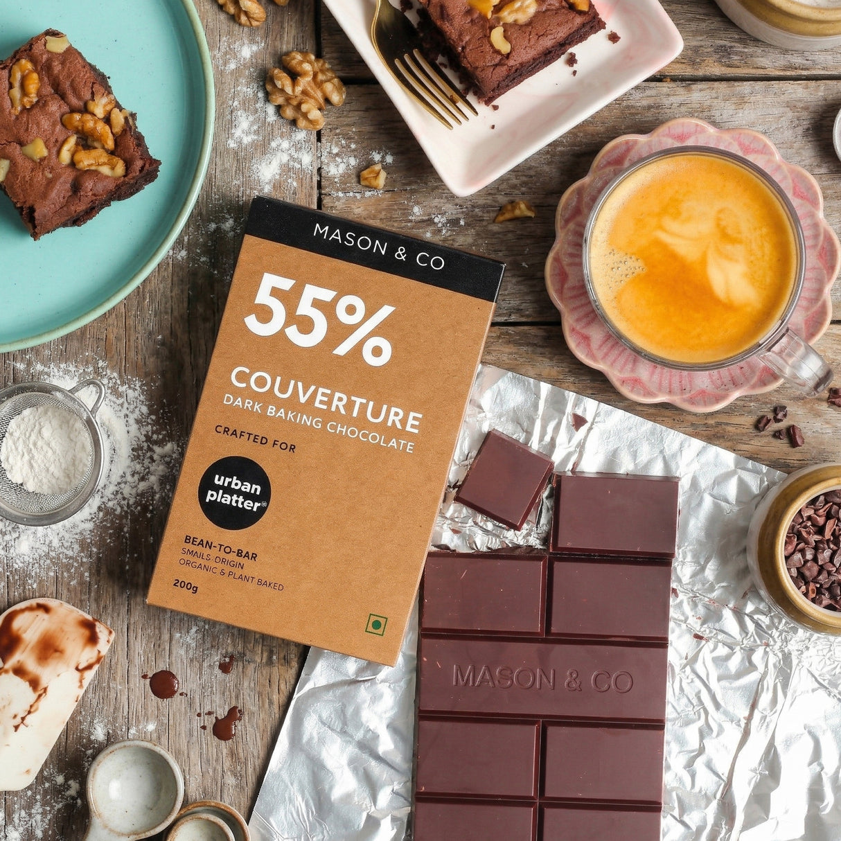 Urban Platter 55% Dark Chocolate Baking Couverture, 200g [Crafted By Mason & Co. Single Origin, Bean To Bar] - product image 5