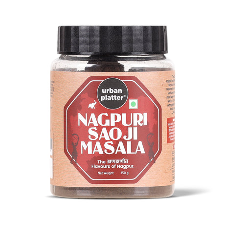 Urban Platter Maharashtrian Saoji Masala, 150g (Signature Jhanjhanit Nagpuri Blend | Onion & Garlic-free | Additive & Preservative-free) - front pack