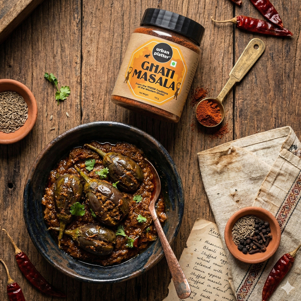 Urban Platter Maharashtrian Ghati Masala, 150g (Signature Gavraan Western Ghats Blend | Fiery & Earthy Flavours | Additive & Preservative-free)