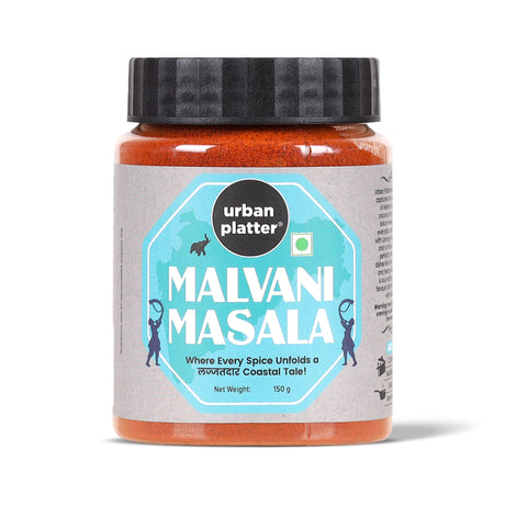 Urban Platter Maharashtrian Malvani Masala, 150g (Signature Lajjatdar Sindhudurg Coastal Blend | Onion & Garlic-free | Additive & Preservative-free) - front pack
