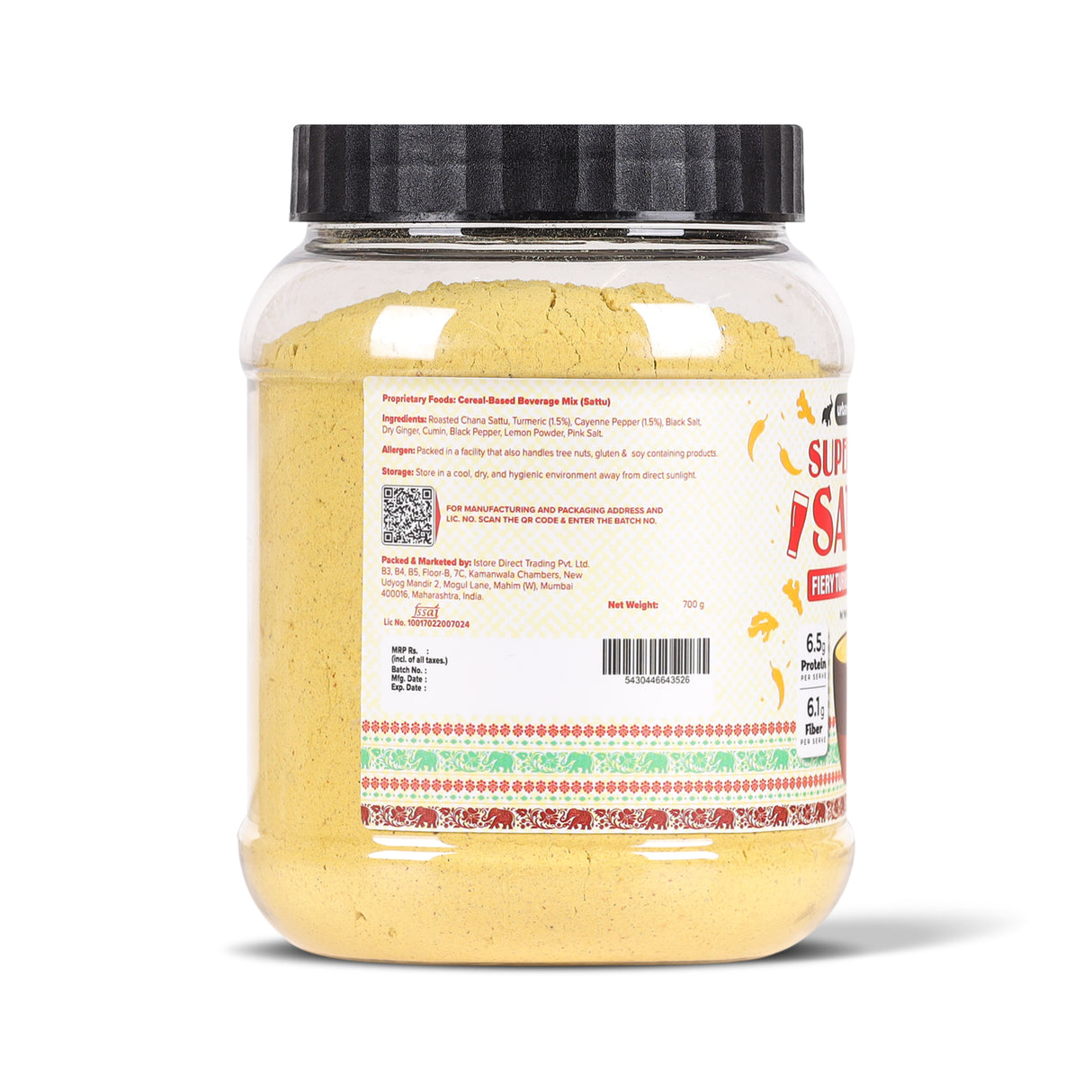 Urban Platter Turmeric Cayenne Superfood Sattu, 700g (High Protein & Fibre | Natural Coolant | Mid-Meal Drink | Traditional Plant Protein)