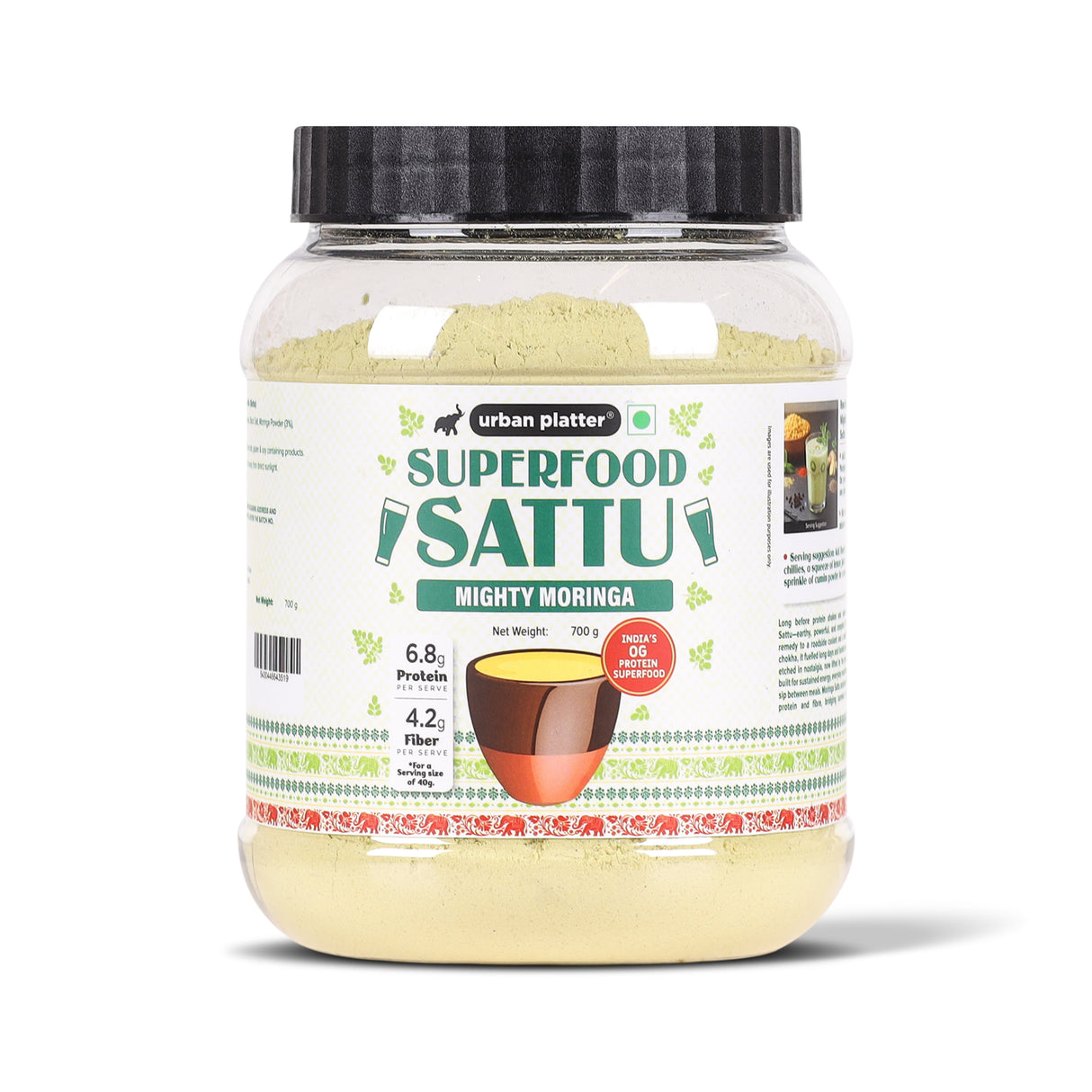 Urban Platter Moringa Superfood Sattu, 700g (High Protein & Fibre | Natural Coolant | Mid-Meal Drink | Traditional Plant Protein)