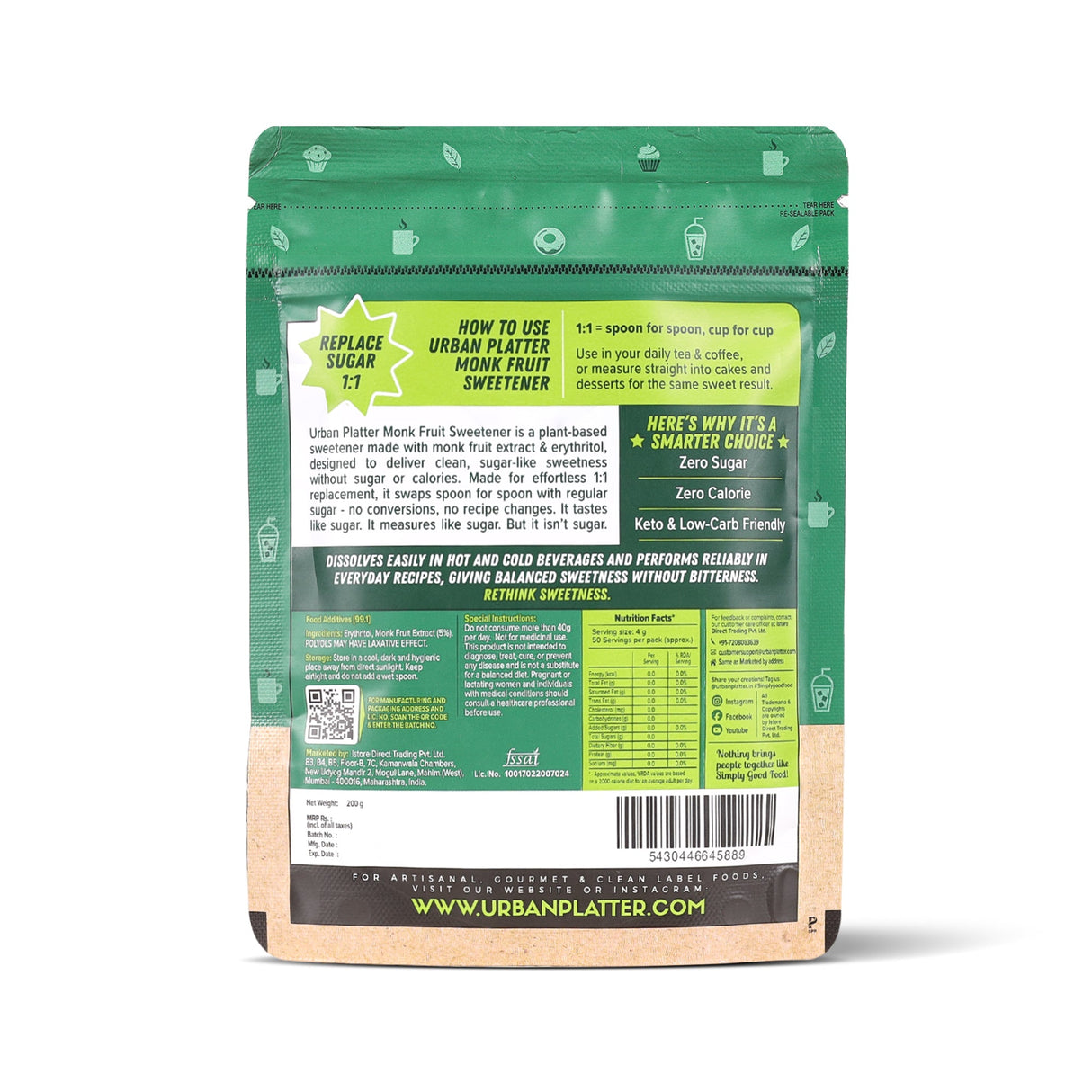 Urban Platter Monk Fruit Sweetener - Keto and Diabetic Friendly Sweetener