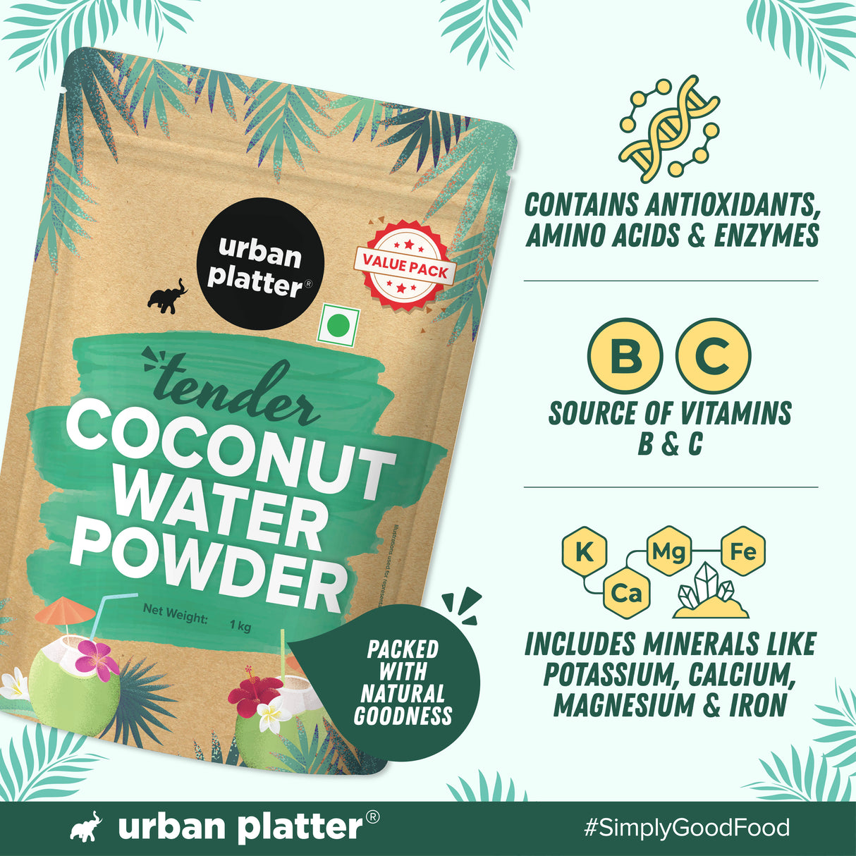 Urban Platter Tender Coconut Water Powder, 1Kg - product image 5