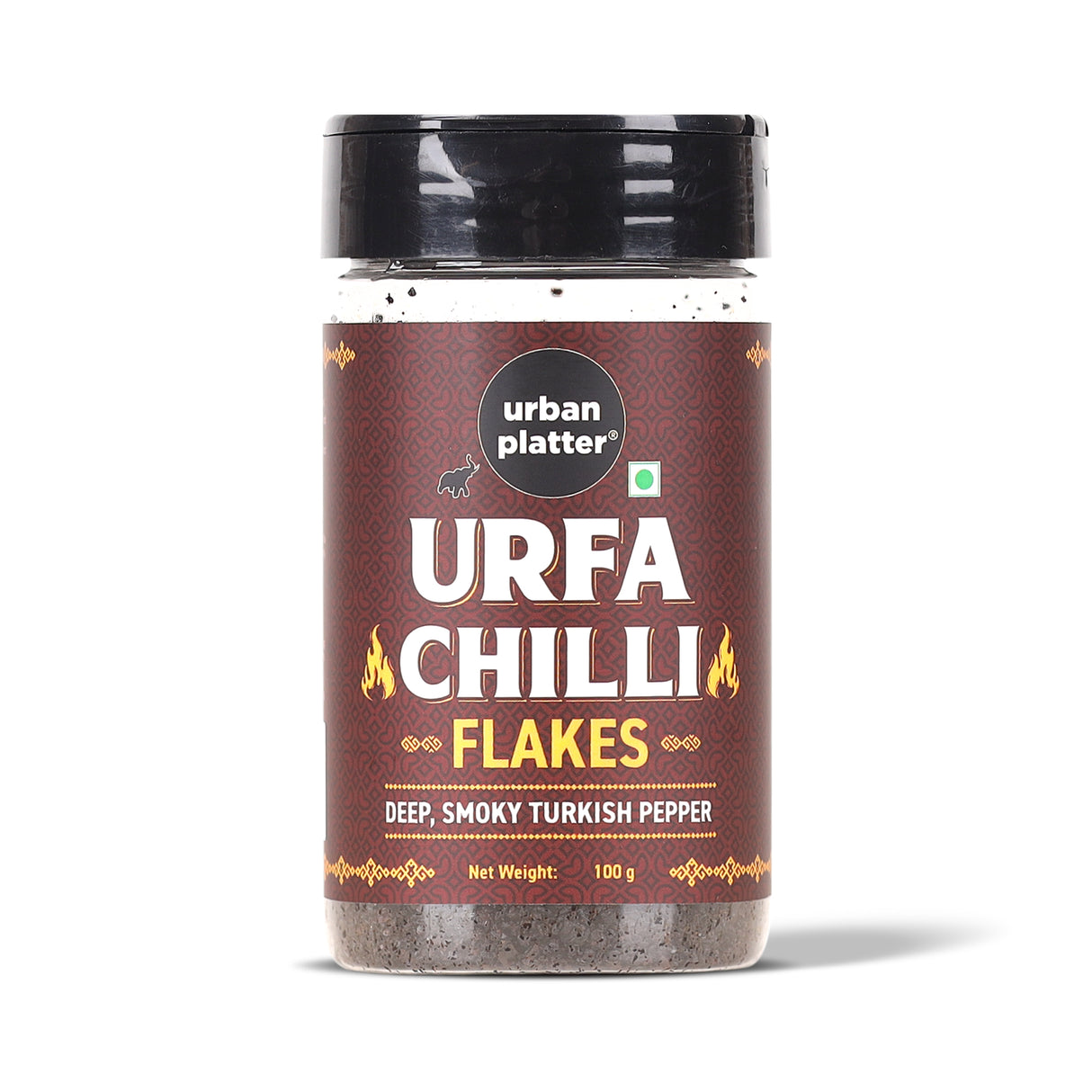 Urban Platter Urfa Chilli Flakes,100g (Urfa Biber, Deep Smoky Turkish Pepper, Mild Heat, Raisin-Like Sweetness, Gourmet Finishing Spice) - front pack