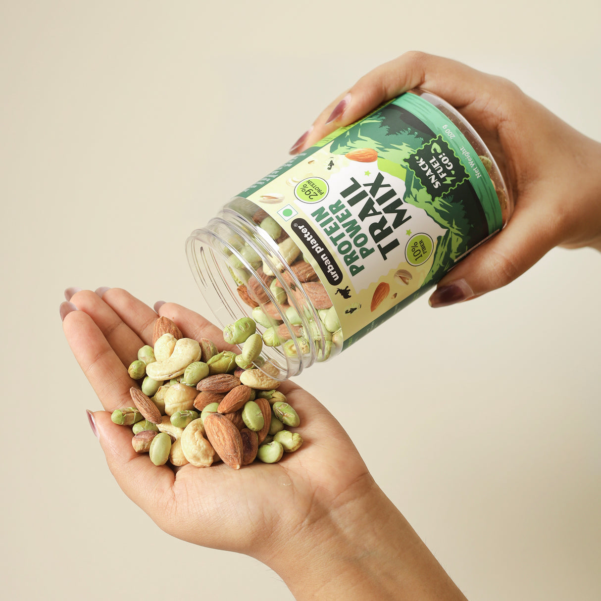 Urban Platter Protein Power Trail Mix, 200g (High Protein Snack Mix | 29% Protein | Crunchy & Salted Nuts & Edamame | Ready-to-Eat)