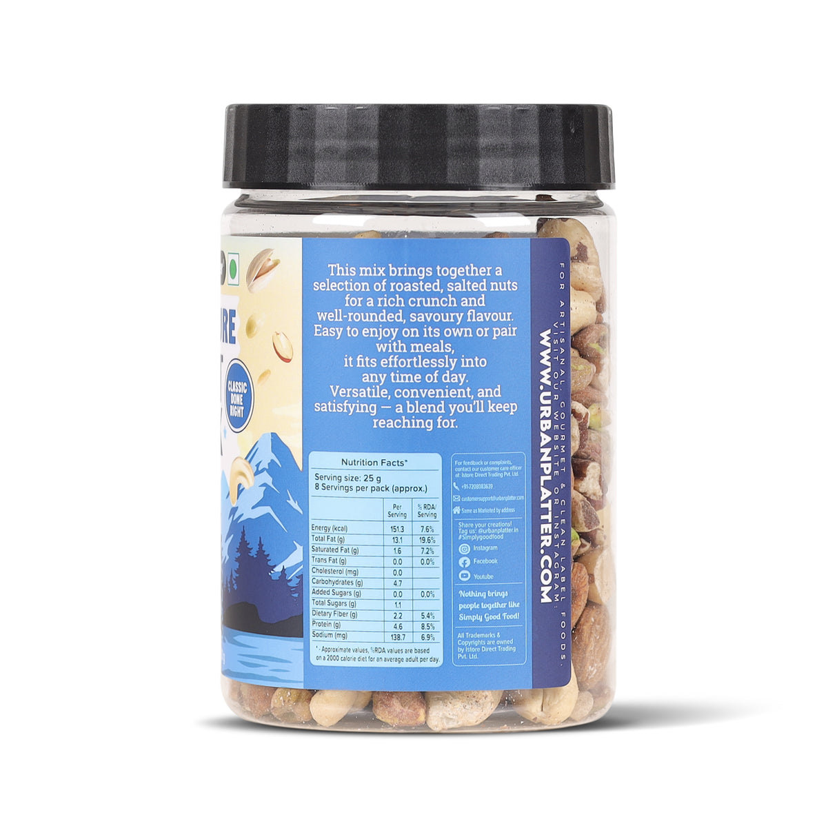 Urban Platter Signature Nut Mix, 200g (Roasted & Salted Nut Mix | 18% Protein | Ready to eat Snack)
