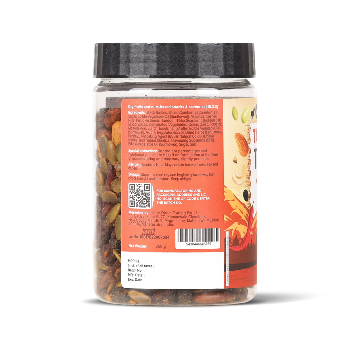 Urban Platter Tandoori Tikka Trail Mix, 250g (Spiced Nuts, Seeds & Dried Fruits | Bold Indian Flavour | Crunchy Savoury Snack)