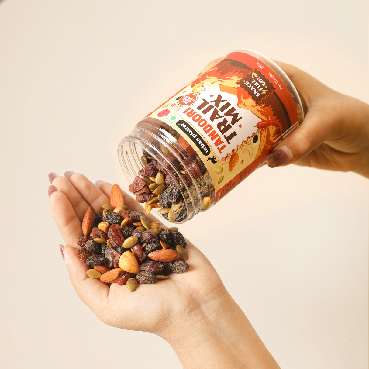 Urban Platter Tandoori Tikka Trail Mix, 250g (Spiced Nuts, Seeds & Dried Fruits | Bold Indian Flavour | Crunchy Savoury Snack)