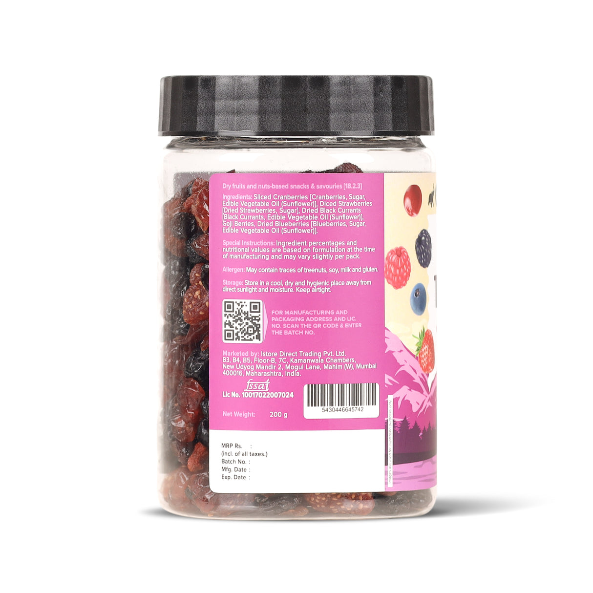Urban Platter Berry Blend Trail Mix, 200g (Dried Berry Snack Mix with Cranberries, Blueberries & More | Sweet & Tangy Travel-Friendly Snack)