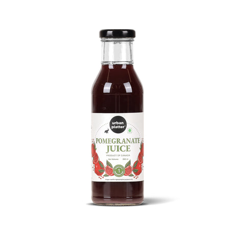 Urban Platter Canadian Pomegranate Juice, 350ml (Unsweetened, Clean Label, Contains Natural Antioxidants, Not From Concentrate) - front pack