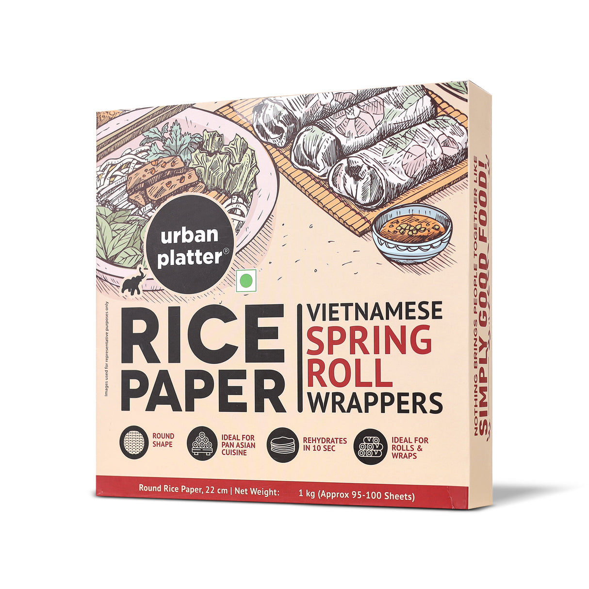 Large Rice Paper Sheets, 1kg (Vietnamese Spring Roll Wrappers Pan Asian Cuisine, Ideal for rolls and Crackers)