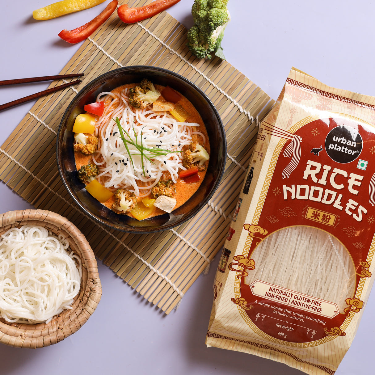 Urban Platter Rice Noodles, 400g (Naturally Gluten Free, Made with Rice Flour, No Additives, Perfect for all Pan Asian Cooking)