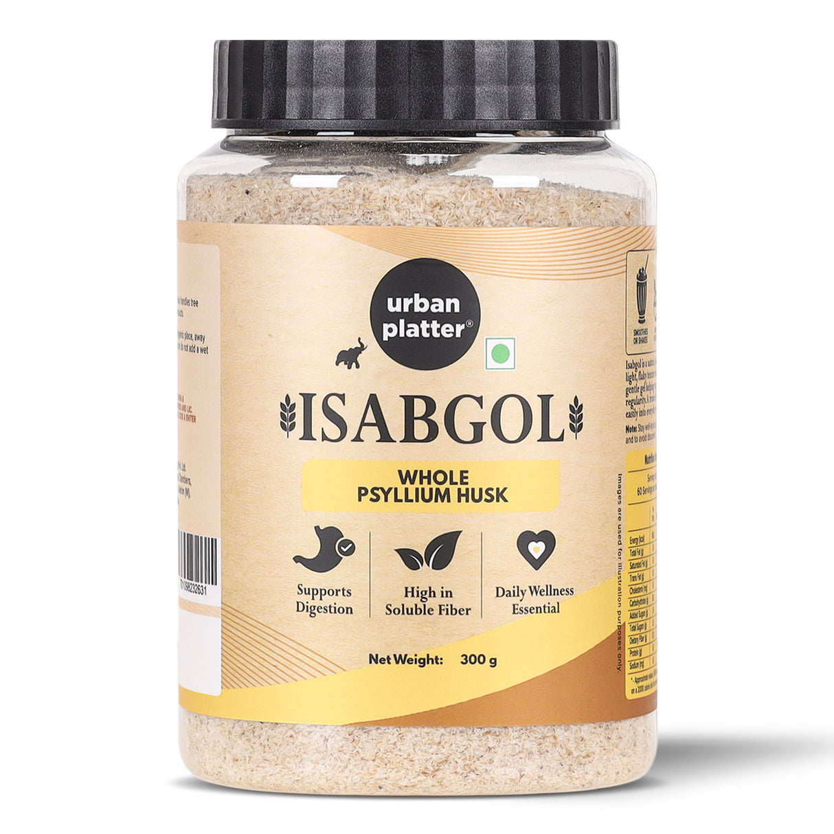 Urban Platter Isabgol Whole Psyllium Husk, 300g - Plant-Based Soluble Fibre for Daily Routine, Unflavoured