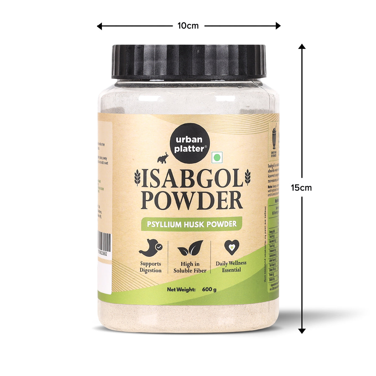 Urban Platter Isabgol Powder, 600g - Fine Psyllium Husk Powder for Daily Fibre Routine, Unflavoured