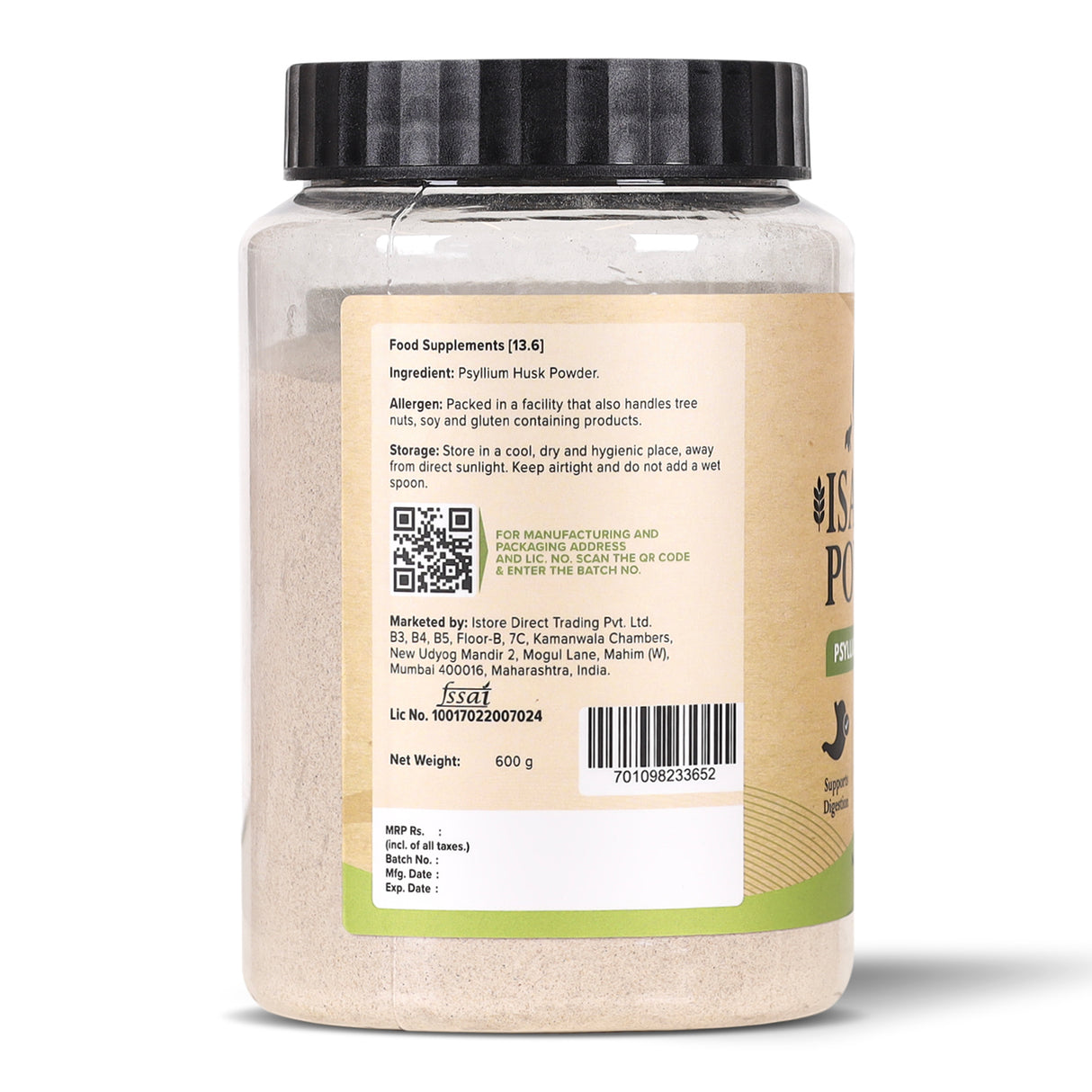 Urban Platter Isabgol Powder, 600g - Fine Psyllium Husk Powder for Daily Fibre Routine, Unflavoured