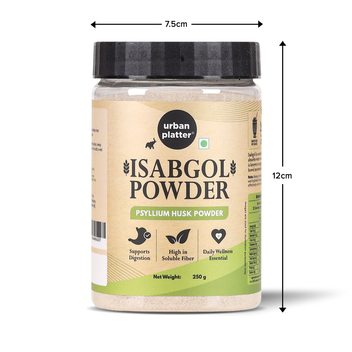 Urban Platter Isabgol Powder, 250g - Fine Psyllium Husk Powder for Daily Fibre Routine, Unflavoured