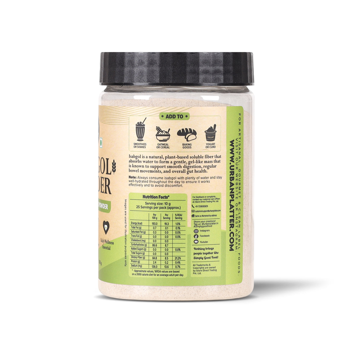 Isabgol Powder, 250g (Finely Milled Psyllium Husk, Rich in Dietary Fibre, Supports Digestive Health, Nature's Soluble Fibre)