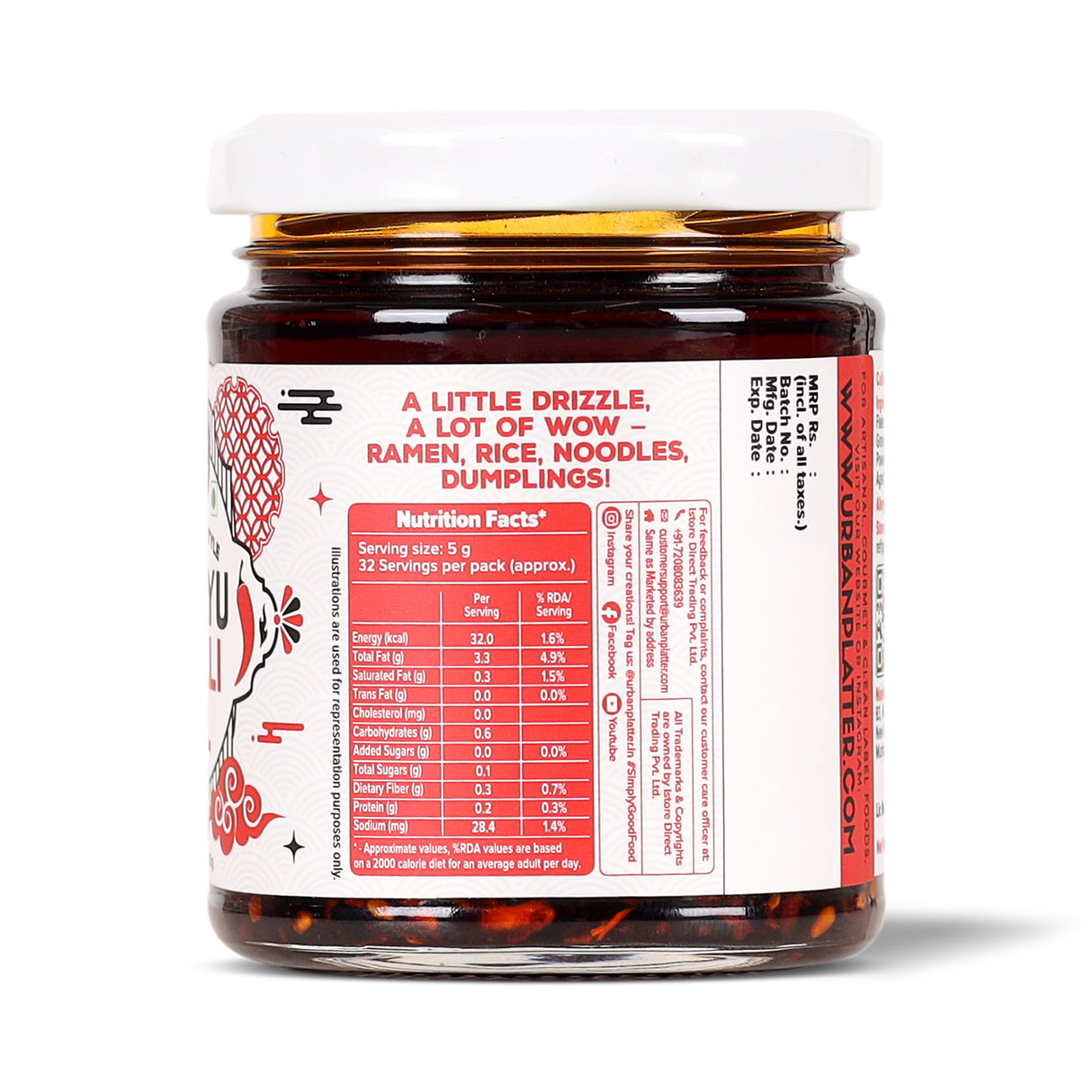 Raayu Chilli Oil, 160g (Japanese Style Chilli Oil, Infused with Sesame & Garlic, For Ramen, Rice, Dumplings, & Silken Tofu)