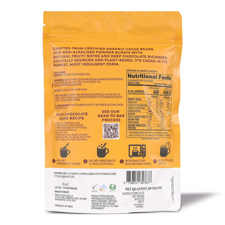 Organic Non-Alkalised Cacao Powder, 250g [Unsweetened]