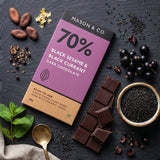 70% Black Sesame & Black Currant Dark Artisanal Chocolate Bar, 60g