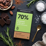 Organic 70% Rosemary and Sea Salt Dark Chocolate Bar, 60g