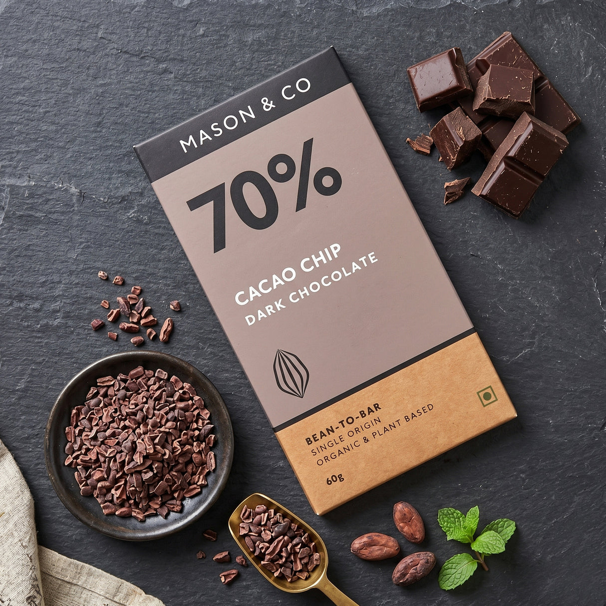 70% Cacao Chip Dark Chocolate, 60g