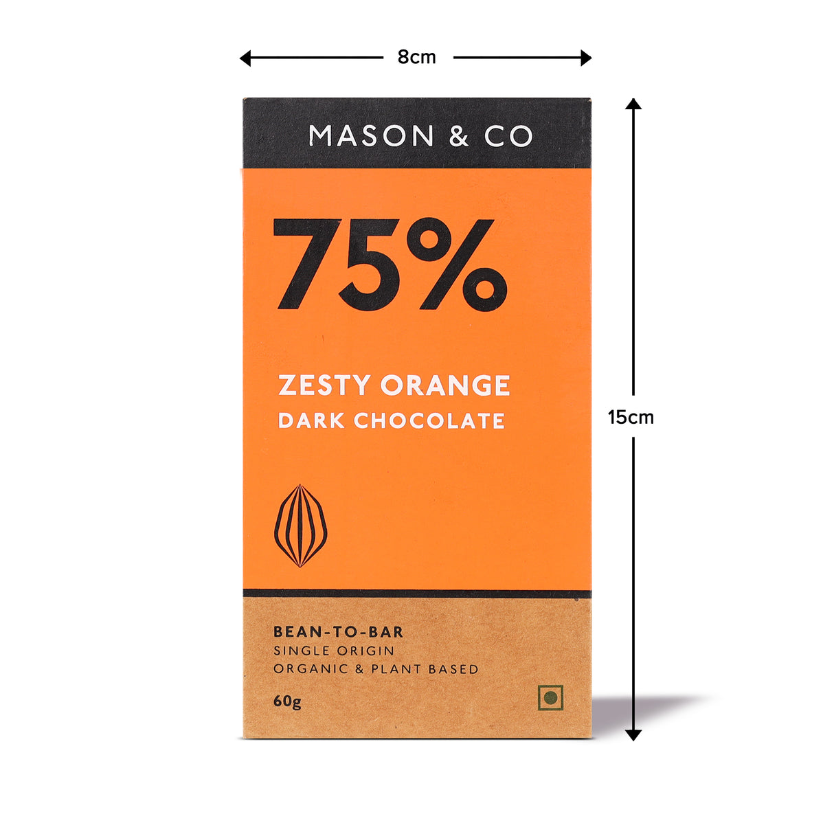 75% Zesty Orange Dark Organic Exotic Artisanal Chocolate, 60g