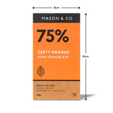 75% Zesty Orange Dark Organic Exotic Artisanal Chocolate, 60g