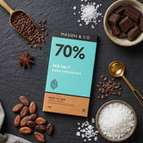70% Sea Salt Dark Organic Exotic Artisanal Chocolate Bar, 60g