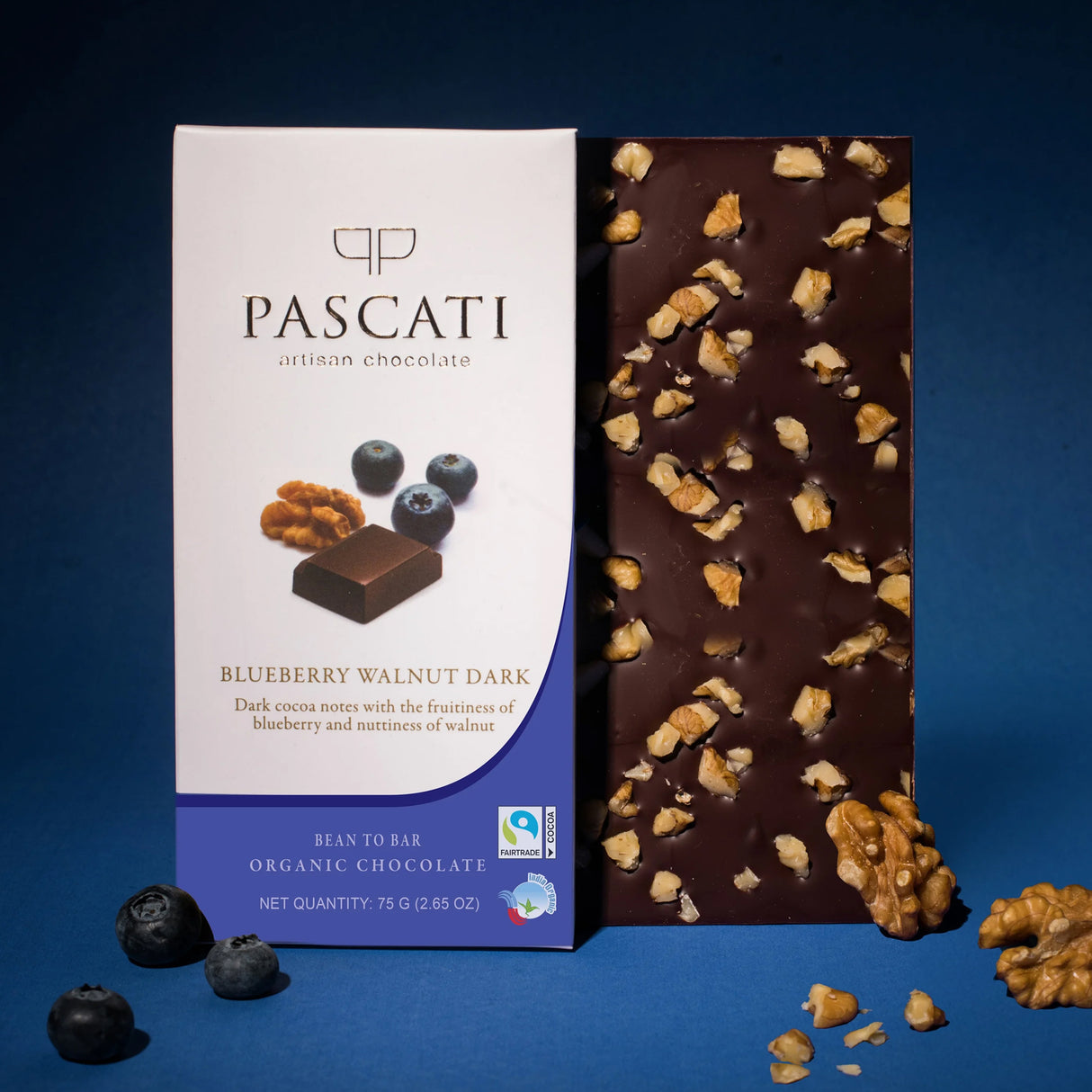 Chocolate Blueberry Walnut Dark, India Organic Chocolate, 75G (Pack Of 2)